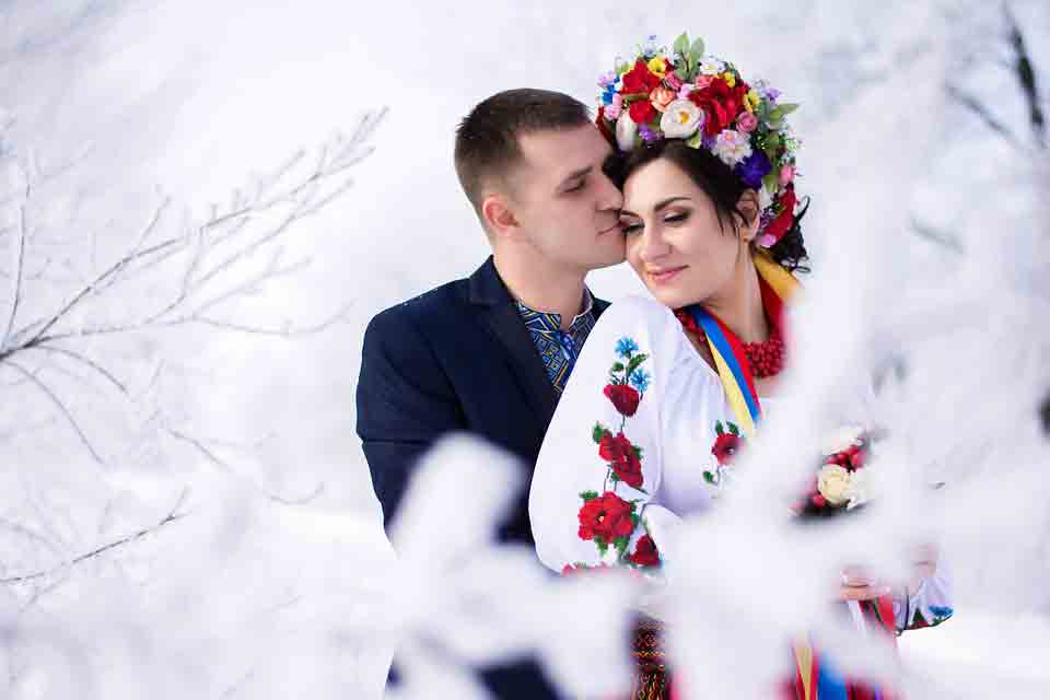 A man with his Ukraine wife.